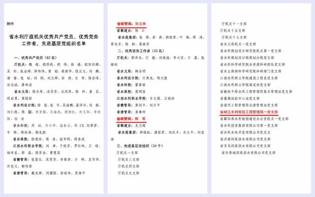 喜报：我局获省水利厅“两优一先”表彰